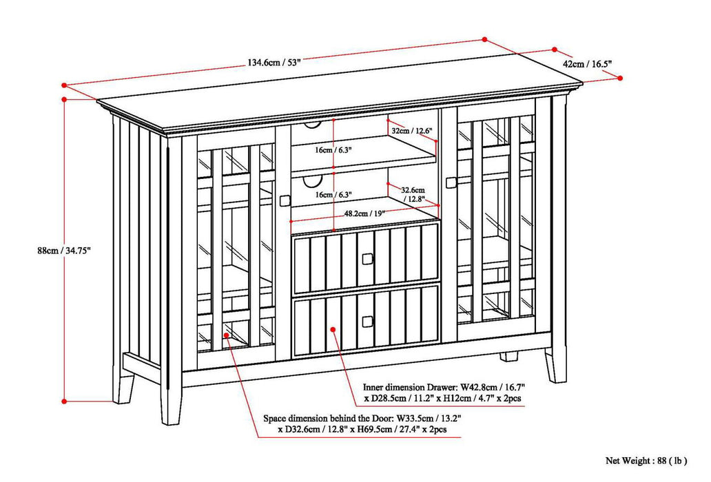 Bedford - Tall TV Media Stand