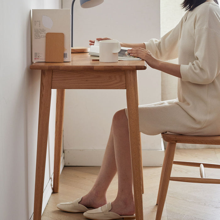 Computer Study, Work Desk Dressing Table Slim With Drawer - Oak Natural