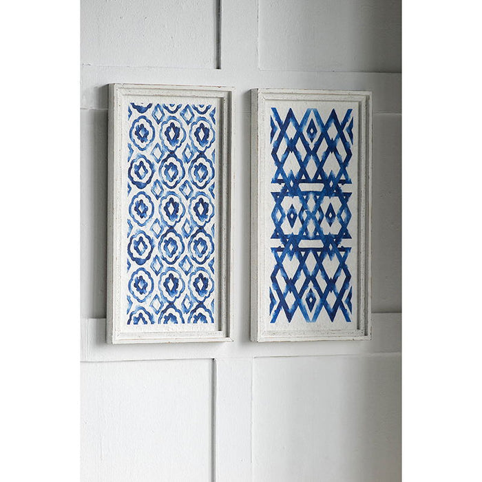 Hanging Sculptures, Modern Wall Art Decor (Set of 2) - Blue / White