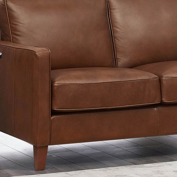 Ashby - Leather Loveseat - Pecan