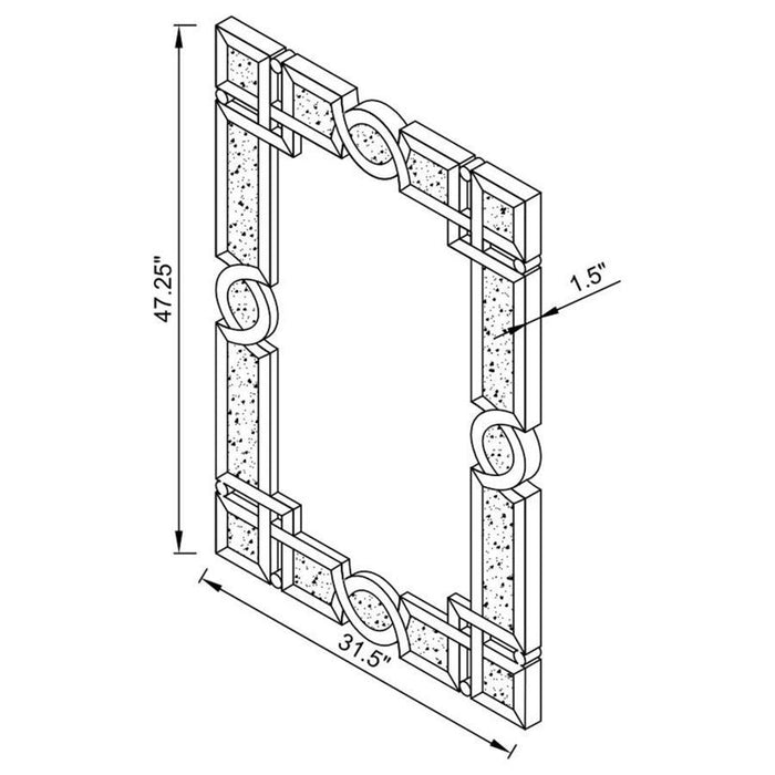 Interlocking Wall Mirror With Iridescent Panels And Beads Silver