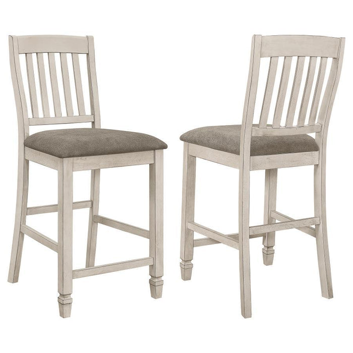 Sarasota Collection - Fossil - Sarasota Slat Back Counter Height Chairs Grey And Rustic Cream (Set of 2)