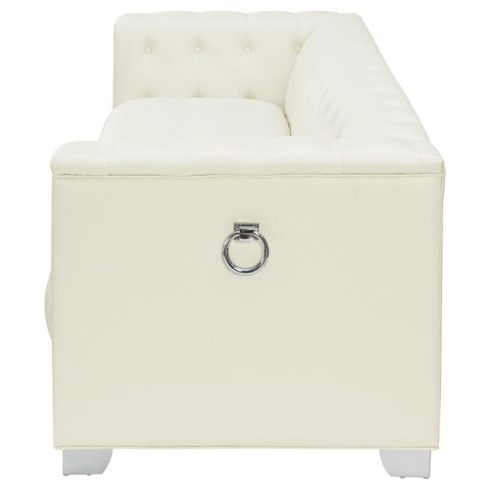 Chaviano Collection - Pearl White - Chaviano Tufted Upholstered Sofa Pearl White