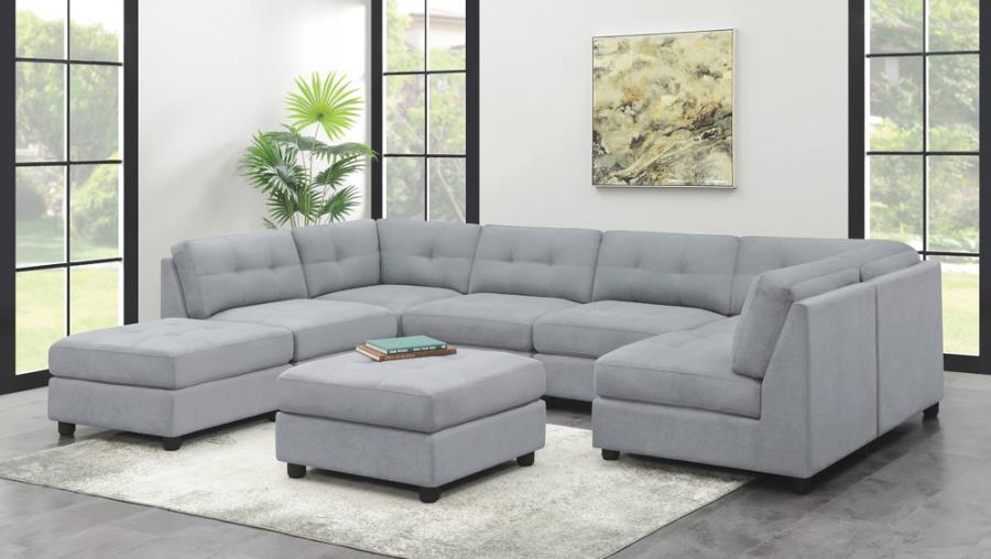 Claude Sectional - Dove - Claude Tufted Cushion Back Ottoman Dove