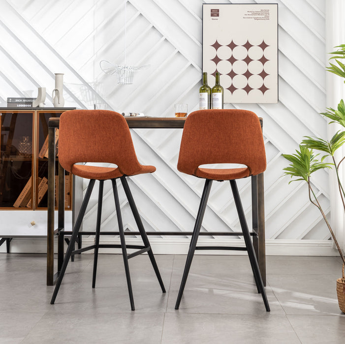 Porth - 28.25" Fabric Kitchen Counter Height Stools (Set of 2) - Orange