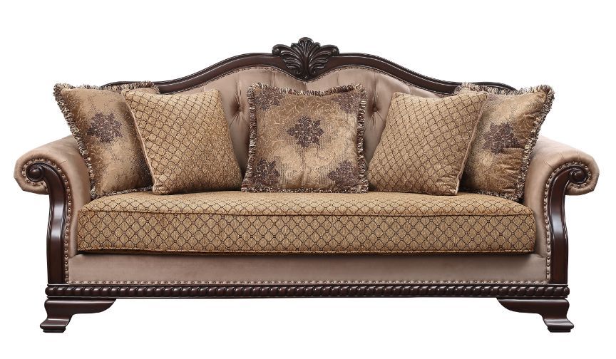 Chateau De Ville - Sofa - Fabric & Espresso Finish