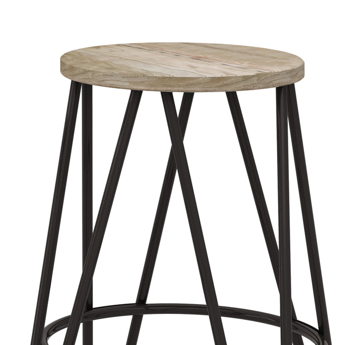 Simeon - Metal Stool with Wood Seat