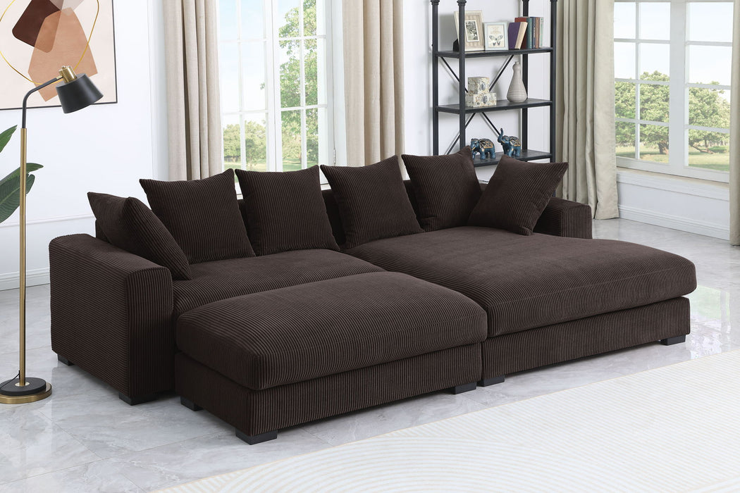 Duke - 4 Piece Upholstered Sectional - Dark Brown