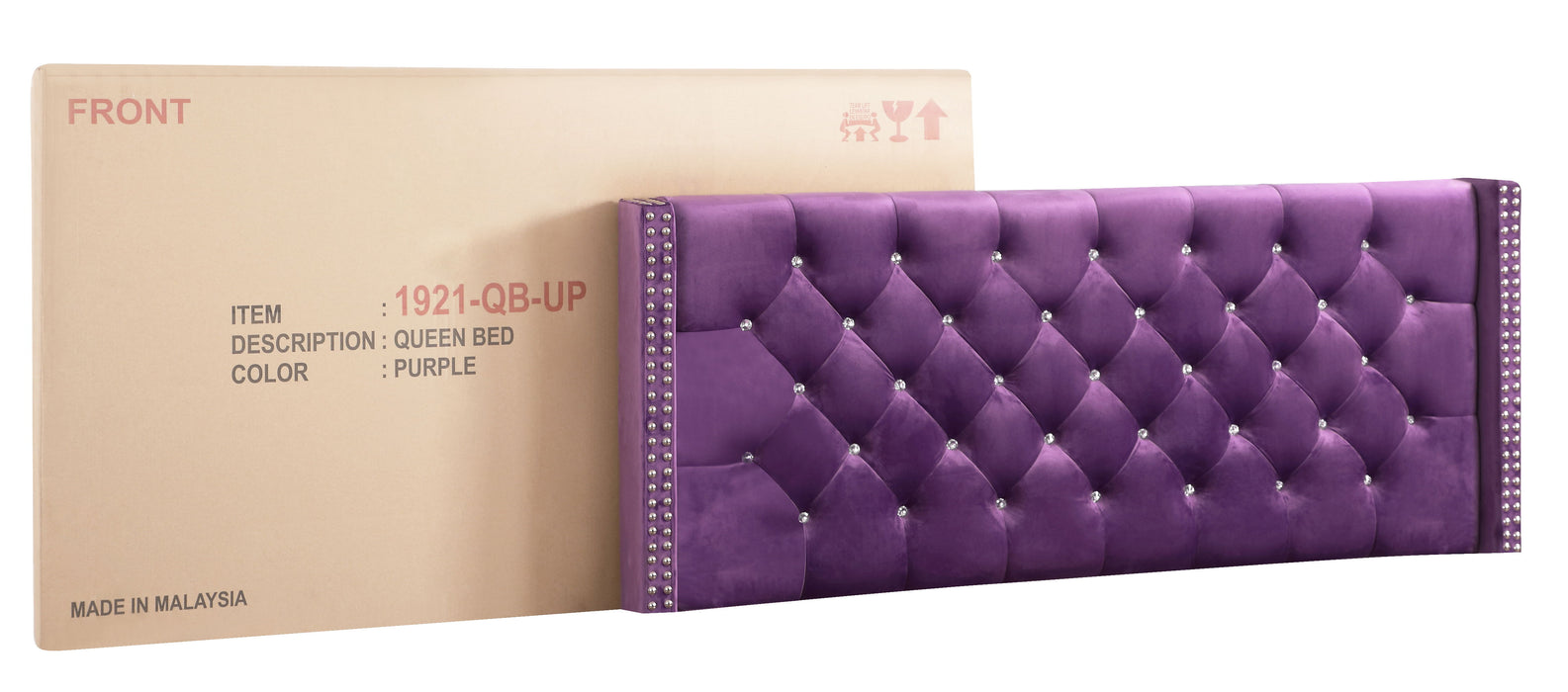 Julie - Upholstered Bed With Faux Diamonds