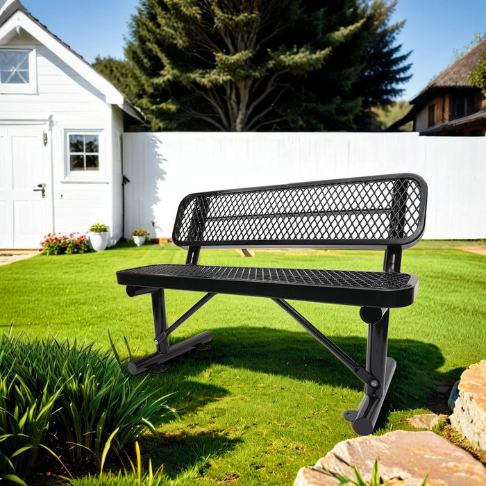 Outdoor Steel Bench With Backrest