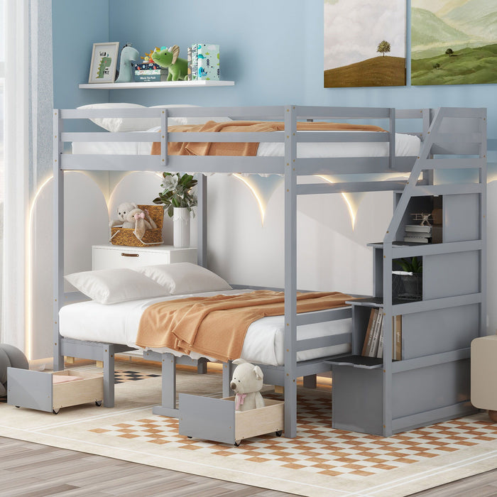 Bunk With Staircase, The Down Bed Can Be Convertible To Seats And Table Set