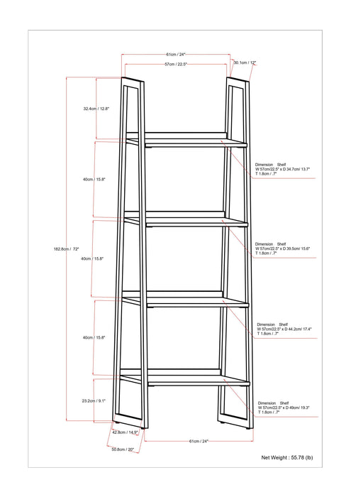 Sawhorse - Solid Walnut Veneer and Metal Ladder Shelf - Walnut