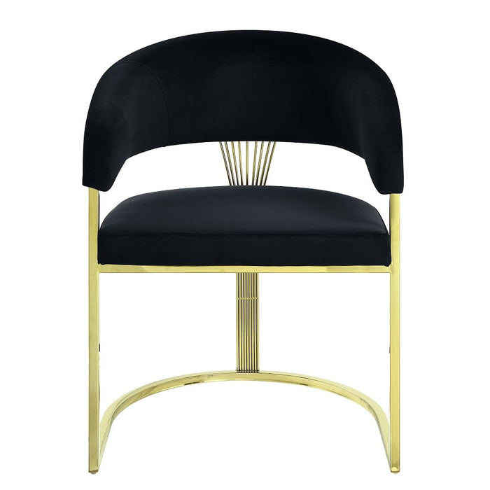 Fallon - Side Chair (Set of 2) - Black Velvet & Mirrored Gold