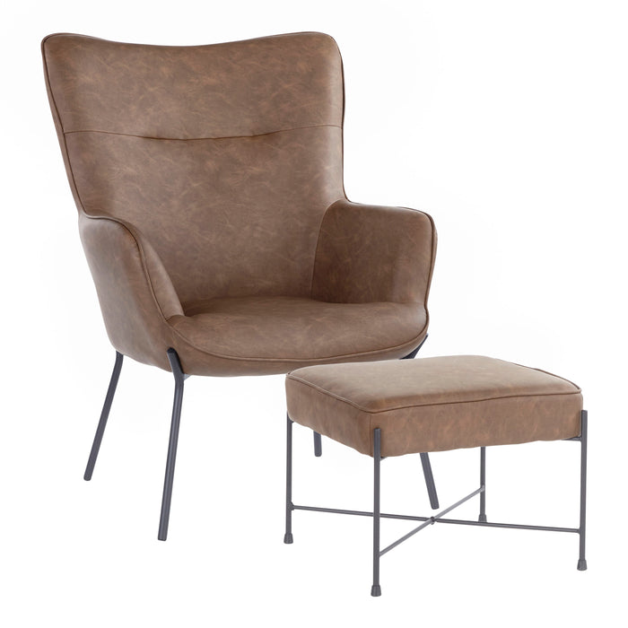 Izzy - Industrial Lounge Chair & Ottoman Set