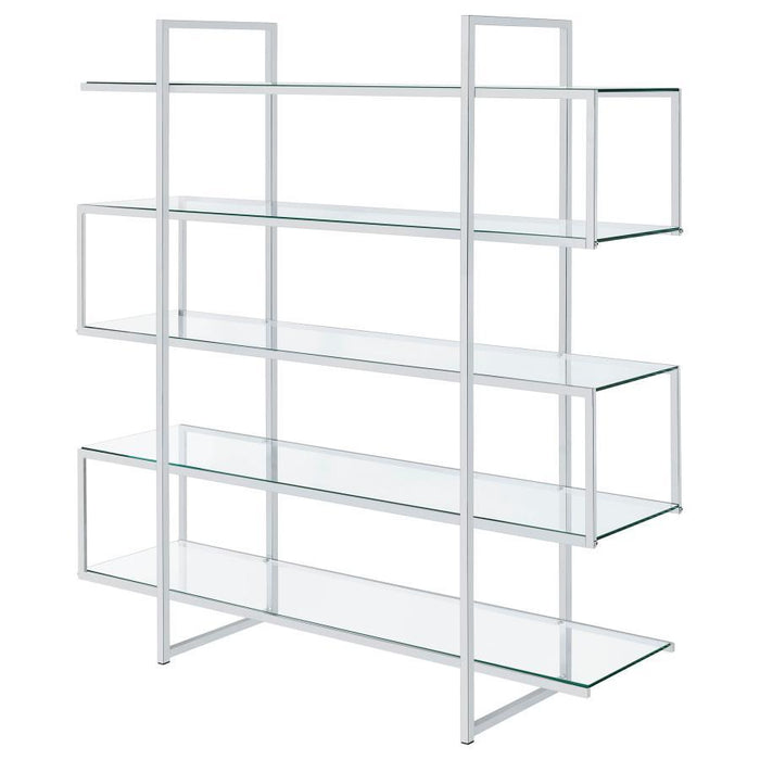 Elmer - 5-Shelf Bookshelf - Clear And Chrome