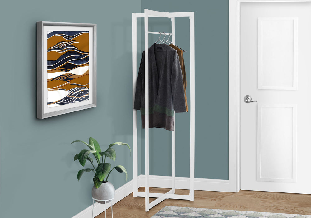 Coat Rack, Hall Tree, Free Standing, Hanging Bar, Entryway, For Contemporary & Modern - White