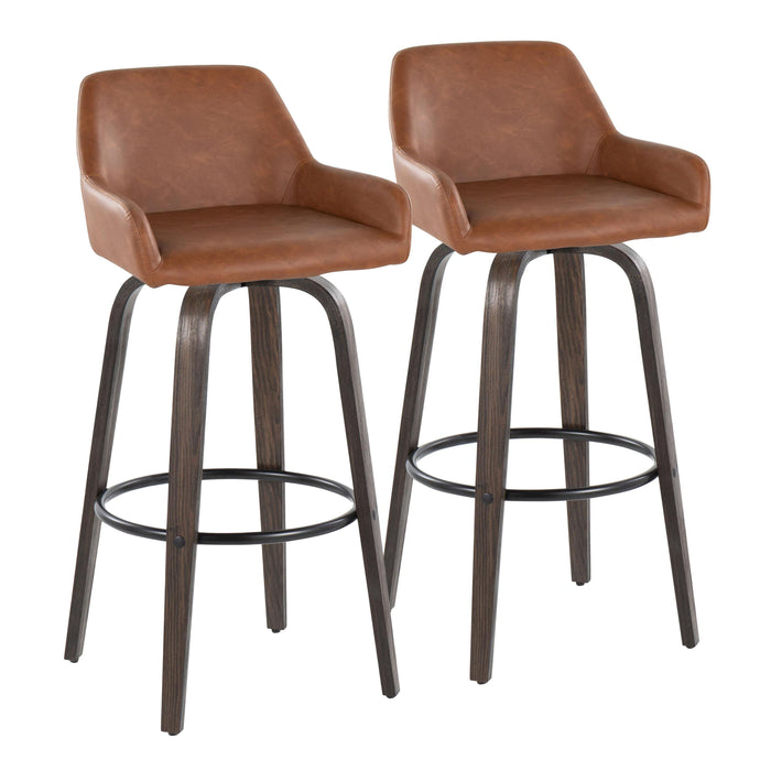 Daniella - Contemporary Fixed Height, Barstool With Swivel With Round Footrest (Set of 2)