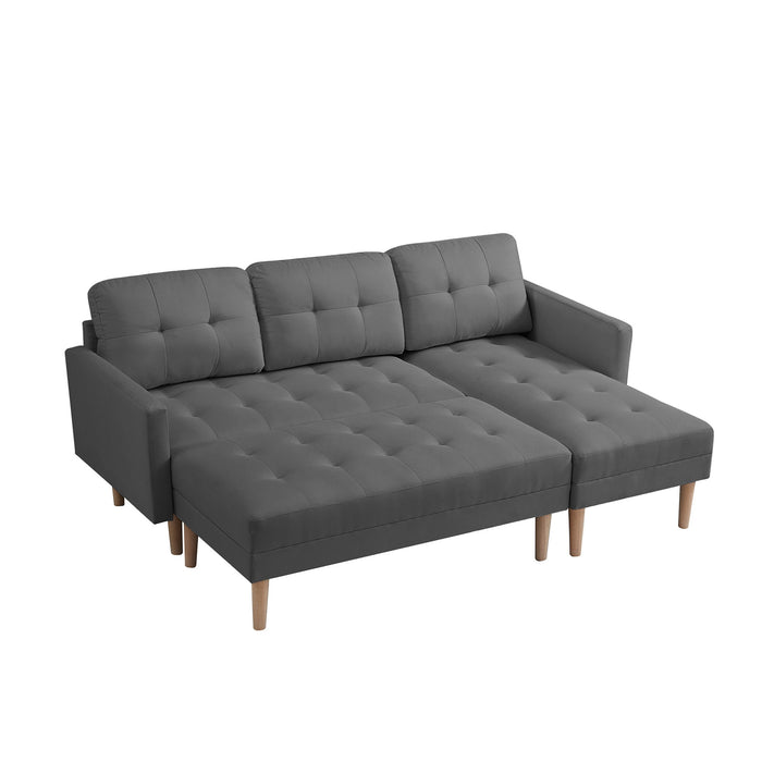 Right Facing Sectional Sofa Bed, L-Shape Sofa Chaise Lounge With Ottoman Bench