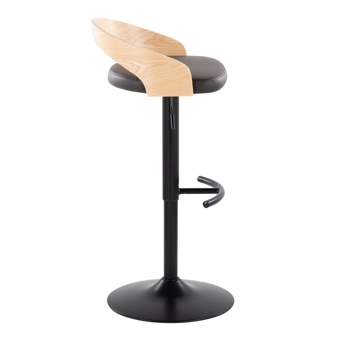 Grotto - Contemporary Adjustable Barstool With Swivel & Rounded T Footrest (Set of 2)