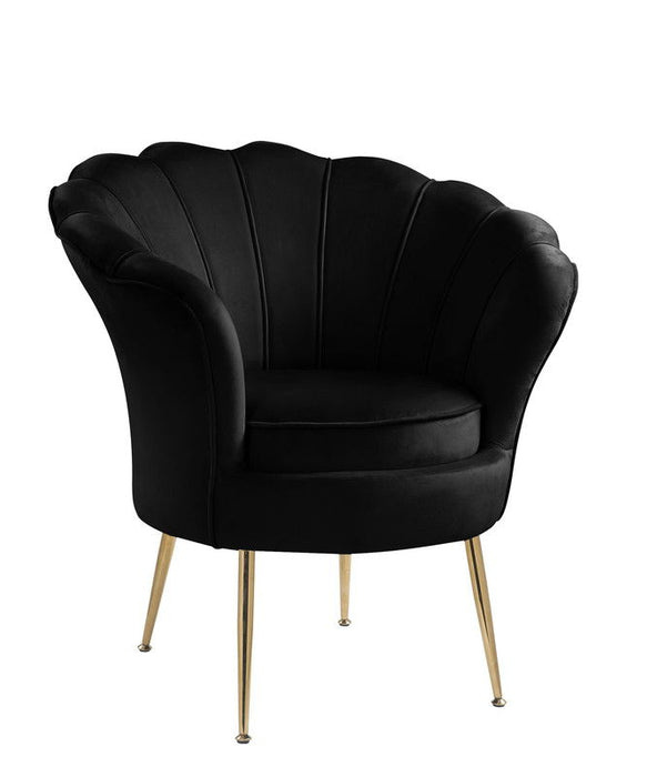 Angelina - Velvet Scalloped Back Barrel Accent Chair With Metal Legs