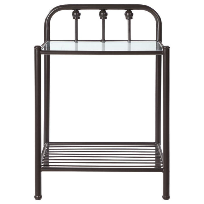 Livingston Collection - Livingston 1-shelf Nightstand With Glass Top Dark Bronze