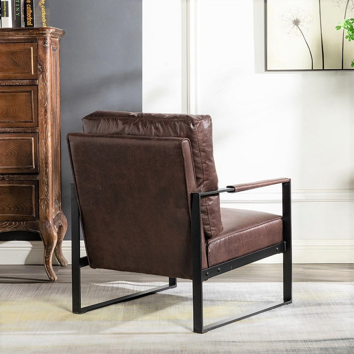 Classic Mid Century Modern Accent Chair With Durable Square Metal Frame, Armchair