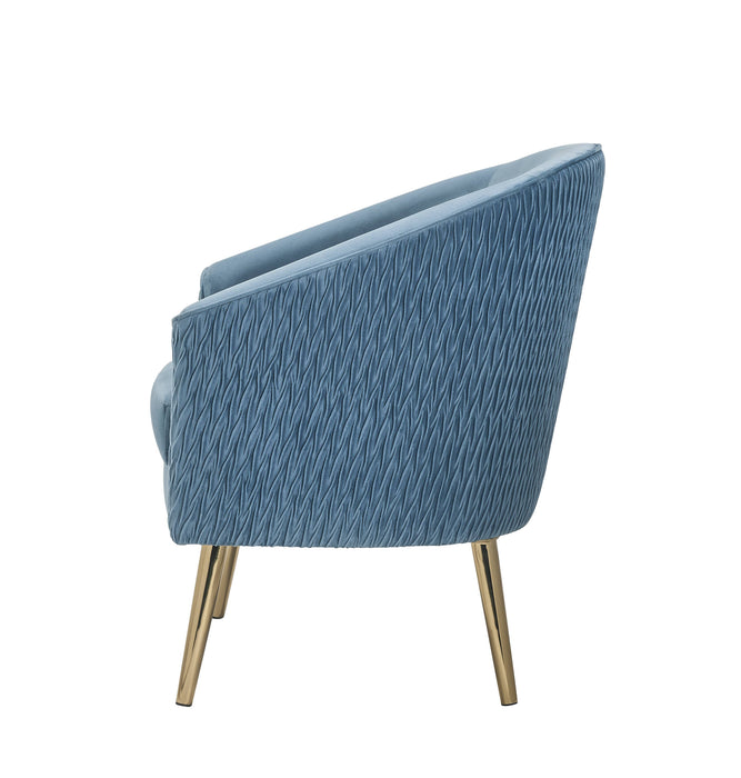 Benny - Velvet Accent Chair - Blue / Gold