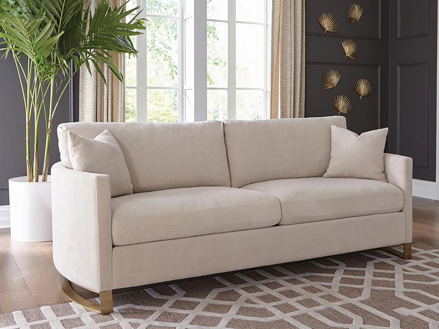 Beige - Corliss Upholstered Arched Arms Sofa Beige