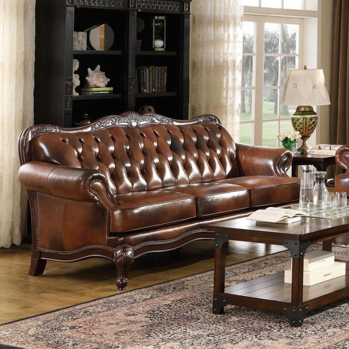 Victoria Collection - Tri-tone - Victoria Rolled Arm Sofa Tri-tone And Warm Brown