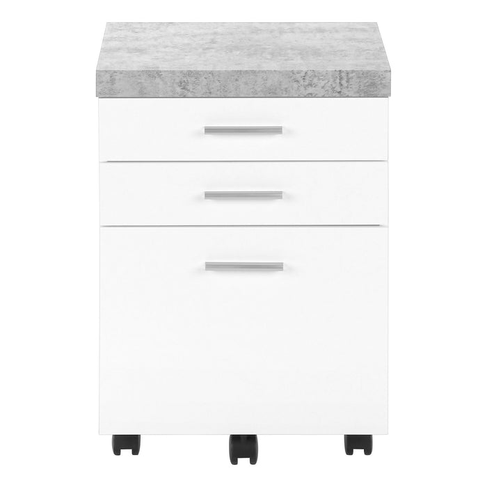 File Cabinet, Rolling Mobile, Storage Drawers, Printer Stand, Office, Cement Contemporary & Modern - White