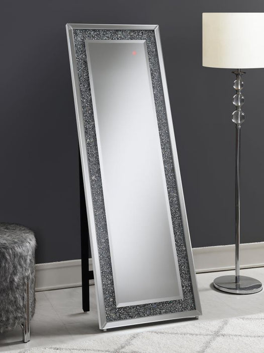 Rectangular Standing Mirror With Led Lighting Silver