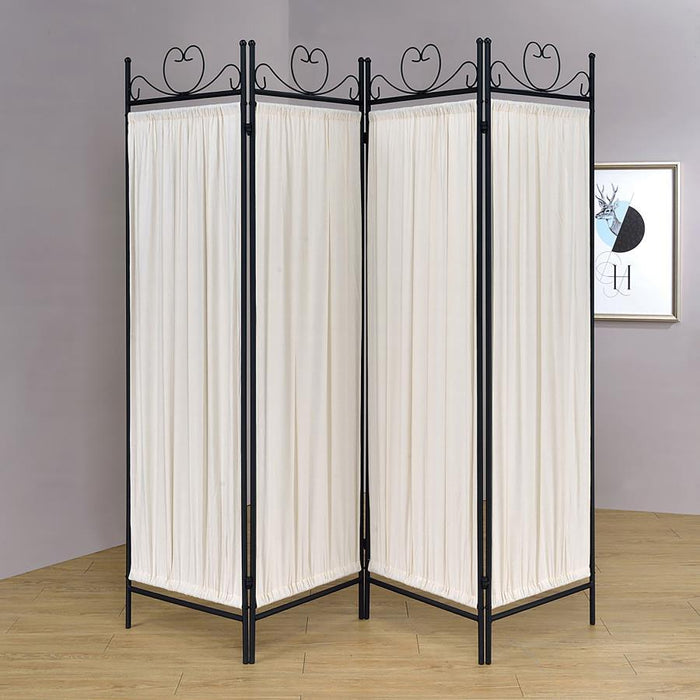 Beige - 4-panel Folding Screen Beige And Black