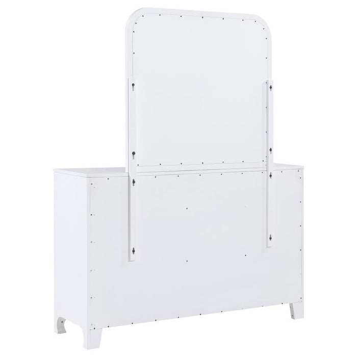 Anastasia - 6-Drawer Bedroom Dresser With Mirror - Pearl White