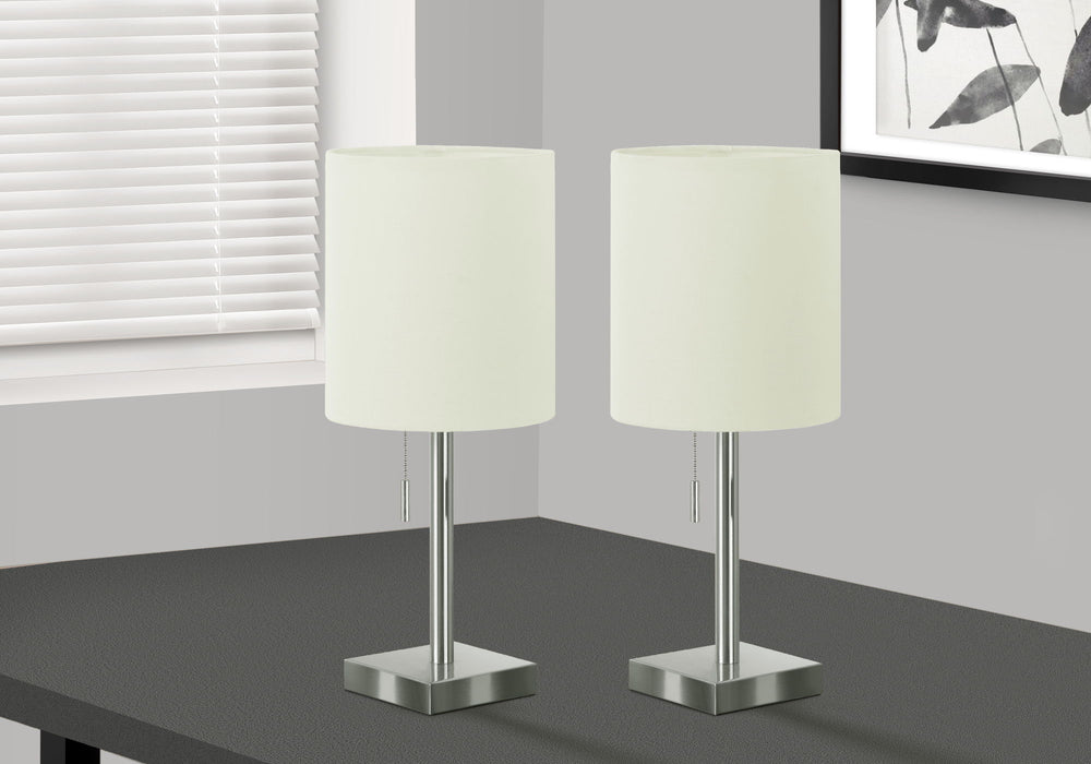 Lighting, Table Lamp, USB Port Included, Nickel, Contemporary (Set of 2) - Silver