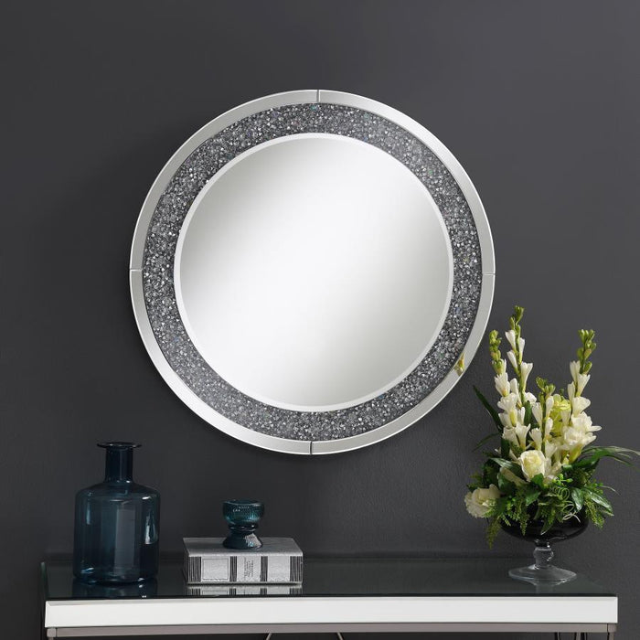 Round Wall Mirror With Led Lighting Silver