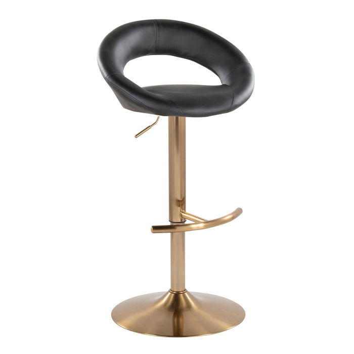 Posh - Contemporary / Glam Adjustable Barstool With Swivel With Rounded T Footrest (Set of 2)