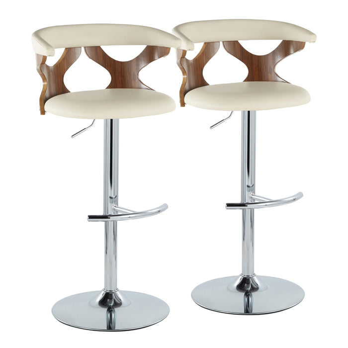 Gardenia - Mid Century Modern Adjustable Barstool With Swivel With Rounded T Footrest (Set of 2)