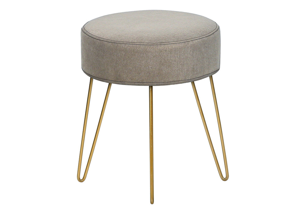 Ottoman, Pouf, Footrest, Foot Stool, Round Gold Metal Legs, Contemporary, Modern - Beige