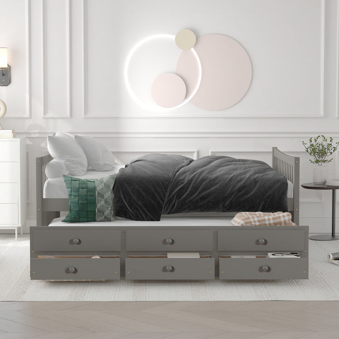 Full Size Daybed With Twin Size Trundle And Drawers, Full Size