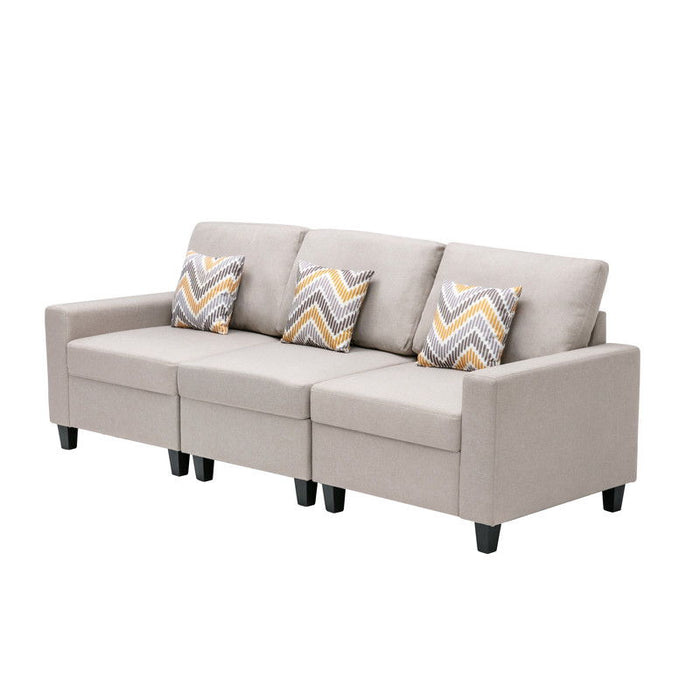 Nolan - Linen Fabric Sofa With Pillows And Interchangeable Legs