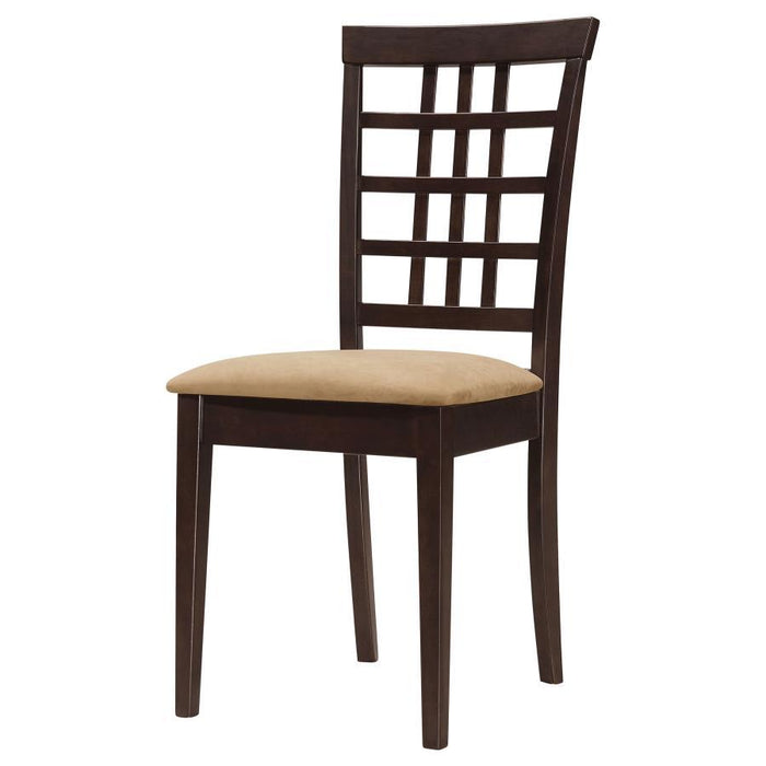 Microfiber Peat - Kelso Lattice Back Dining Chairs Cappuccino (Set of 2)