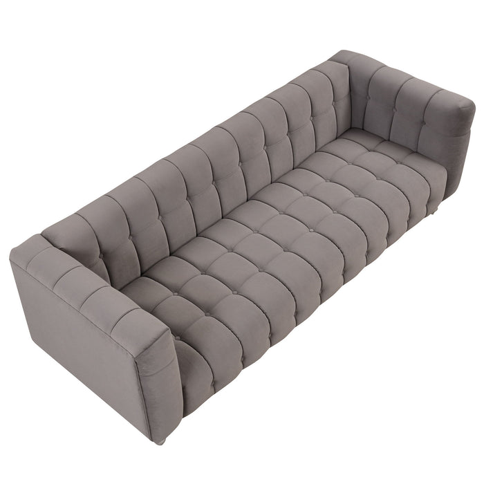 Modern Sofa Dutch Fluff Upholstered Sofa With Solid Wood Legs, Buttoned Tufted Backrest