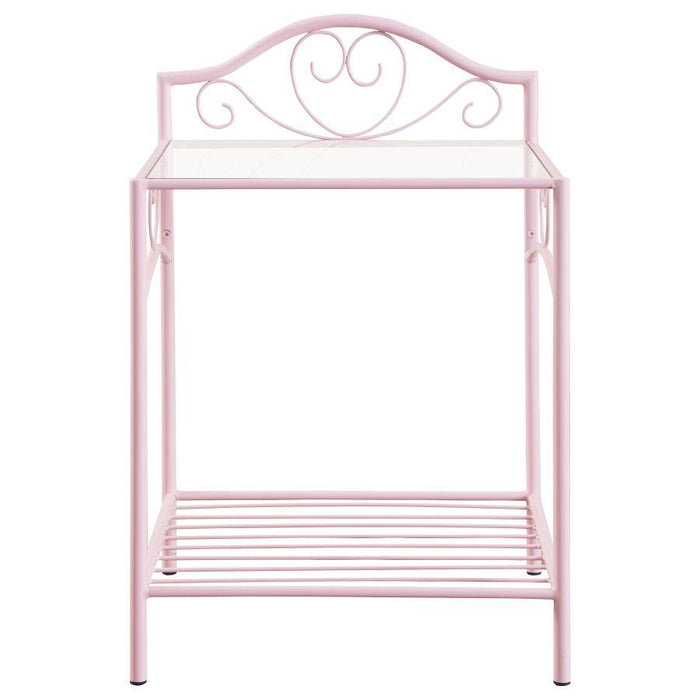 Massi Collection - Massi 1-shelf Nightstand With Glass Top Powder Pink