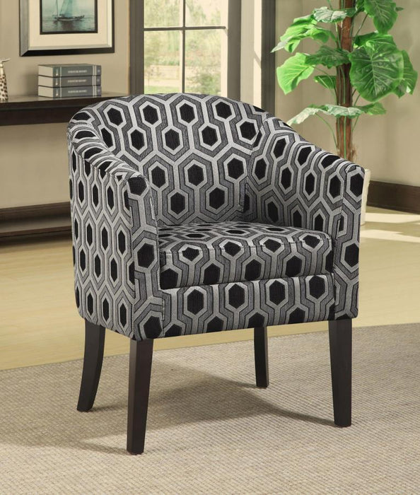 Accents : Chairs - Grey White - Hexagon Patterned Accent Chair Grey And Black