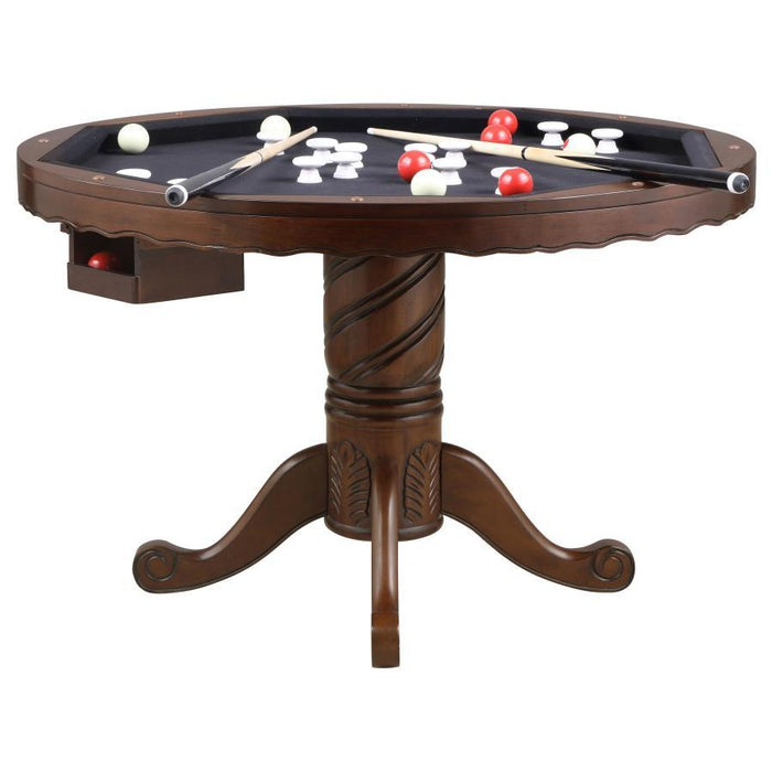 Turk Game Table - Turk 3-in-1 Round Pedestal Game Table Tobacco