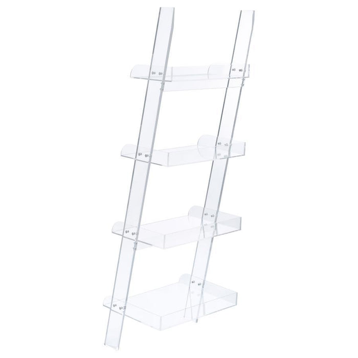 Amaturo - 4-Shelf Ladder Bookcase - Clear