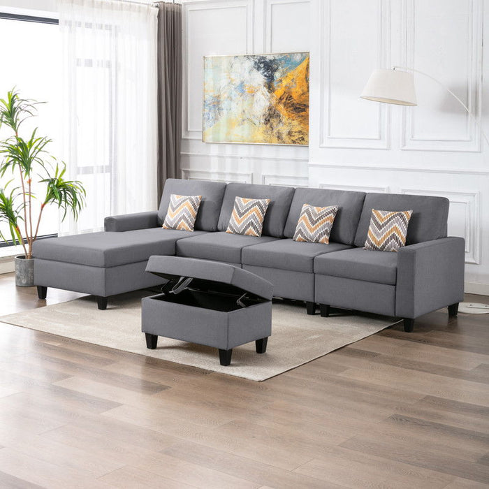 Nolan - Fabric 5 Piece Sectional Sofa With Interchangeable Legs