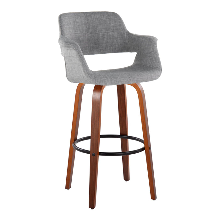 Vintage Flair - Mid Century Modern Fixed Height Barstool With Swivel With Round Footrest (Set of 2)