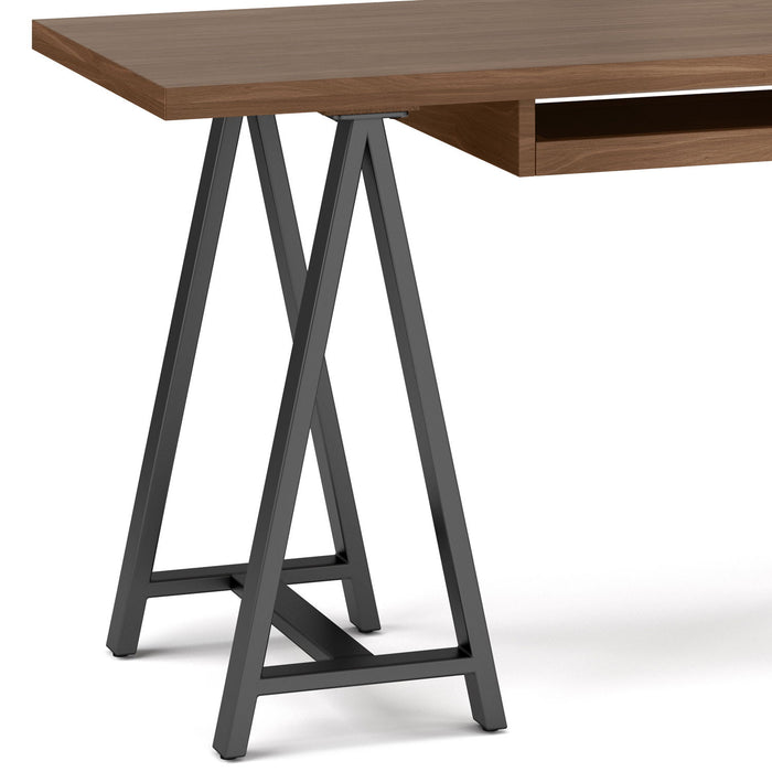 Sawhorse - Solid Walnut Veneer and Metal Desk - Walnut