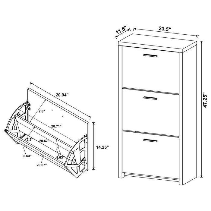 3-drawer Shoe Cabinet Black